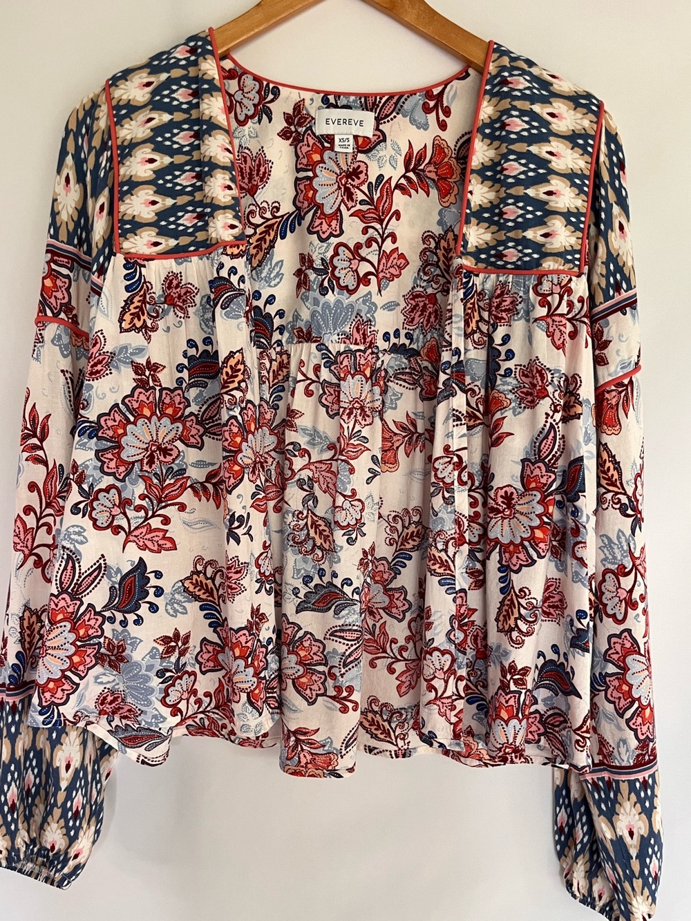 Evereve Penny Floral Boho Oversized Relaxed  Peasant Blouson Poet CardiganTop XS